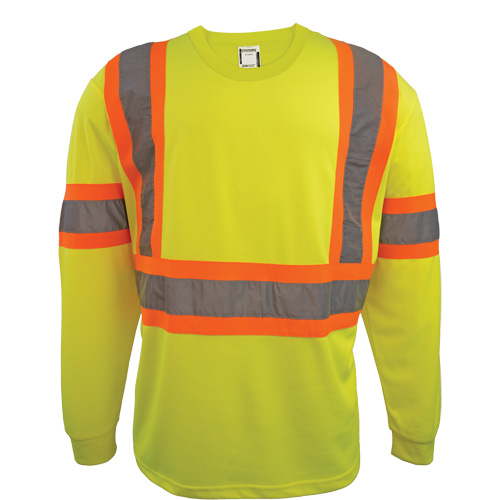 Chemise de s&eacute;curit&eacute; &agrave; manches longues, Polyester, 2T-Grand, Jaune lime haute visibilit&eacute; Rock Safety Industrial Ltd