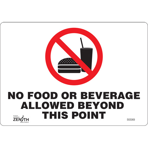 "No Food or Beverage Allowed Beyond This Point" Sign, 7" x 10", Vinyl, English Rock Safety Industrial Ltd