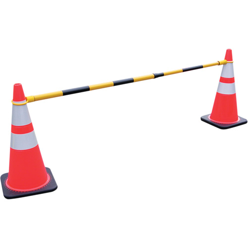 Retractable Cone Bar, 7'2" Extended Length, Black/Yellow Rock Safety Industrial Ltd