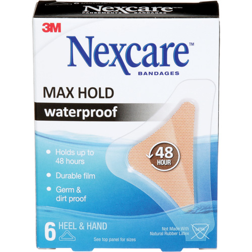 Nexcare Max-Hold Waterproof Bandages, Hand/Heel, 3-1/2", Plastic, Sterile Rock Safety Industrial Ltd