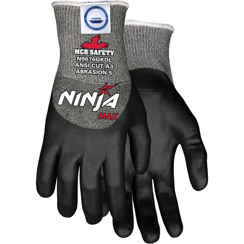 Ninja&reg; Max Cut Resistant Gloves, Size Medium, 10 Gauge, Bi-Polymer Coated, Dyneema&reg; Shell, ASTM ANSI Level A3 Rock Safety Industrial Ltd