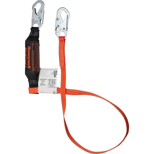 Longe avec amortisseur de choc Titan, 6', Point d'ancrage &agrave; Mousqueton verrouillable, Mousqueton verrouillable aux jambes, Polyester Rock Safety Industrial Ltd