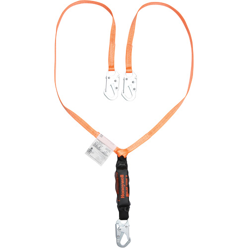 Titan Shock-Absorbing Lanyard, 6', Locking Snap Hook Center, Locking Snap Hook Leg Ends, Polyester Rock Safety Industrial Ltd