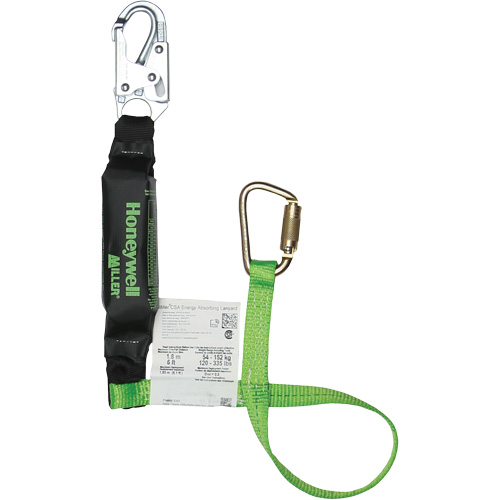 Miller&reg; HP Shock-Absorbing Lanyard, 4', Carabiner Center, Locking Snap Hook Leg Ends, Polyester Rock Safety Industrial Ltd