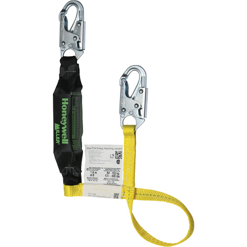 Miller&reg; HP Shock-Absorbing Lanyard, 4', Locking Snap Hook Center, Locking Snap Hook Leg Ends, Polyester Rock Safety Industrial Ltd