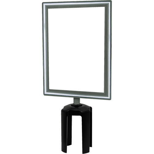 Heavy-Duty Vertical Sign Holder with Tensabarrier&reg; Post Adapter, Polished Chrome Rock Safety Industrial Ltd