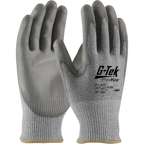 Gants r&eacute;sistants aux coupures G-Tek PolyKor, Taille Petit, Calibre 13, Rev&ecirc;tement Polyur&eacute;thane, Enveloppe en Poly&eacute;thyl&egrave;ne, ASTM ANSI niveau A4/EN 388 niveau 5/EN 388 niveau D Rock Safety Industrial Ltd