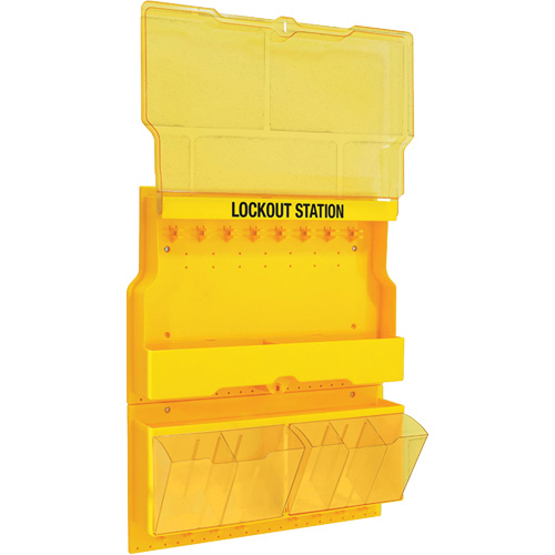Deluxe Lockout Station with Cover and Trilingual Labels, None Padlocks, 32 Padlock Capacity, Padlocks Not Included Rock Safety Industrial Ltd