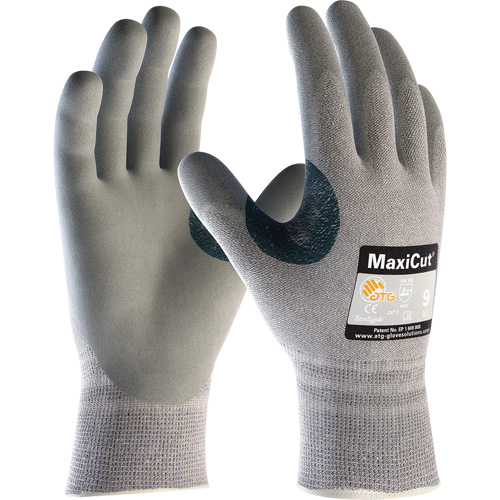 Gants r&eacute;sistants aux coupures en tricot sans coutures ATG MaxiCut 5, Taille T-petit, Calibre 13, Rev&ecirc;tement Mousse de nitrile, Enveloppe en Dyneema/Nylon, ASTM ANSI niveau A4/EN 388 niveau 4/EN 388 niveau C Rock Safety Industrial Ltd