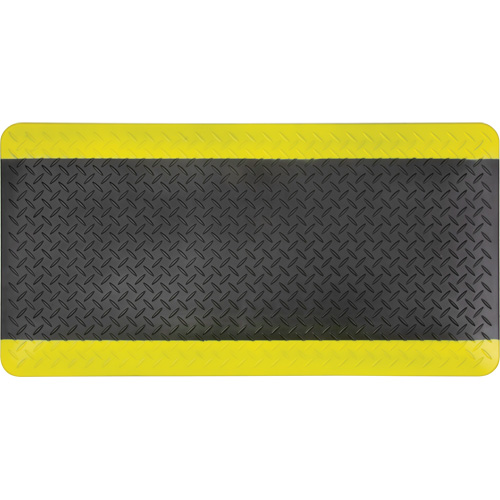 Tapis antifatigue, Losange, 1-2/3' x 3-1/4' x 3/4", Noir/Jaune, Polyur&eacute;thane Rock Safety Industrial Ltd