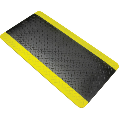 Tapis antifatigue, Losange, 1-2/3' x 3-1/4' x 3/4", Noir/Jaune, Polyur&eacute;thane Rock Safety Industrial Ltd