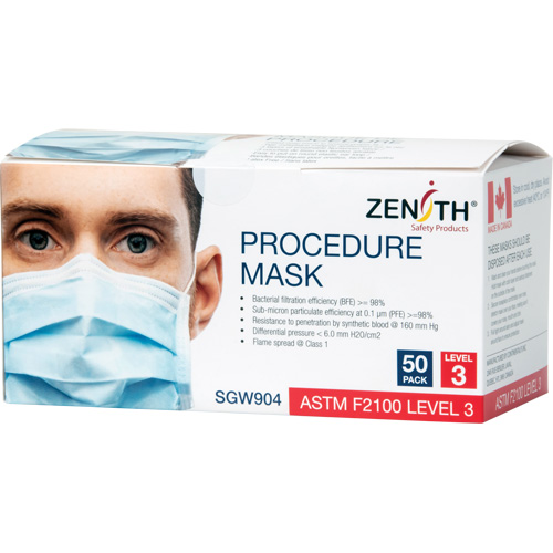 Disposable Procedure Face Masks, ASTM F2100 Level 3, Class 1 Rock Safety Industrial Ltd