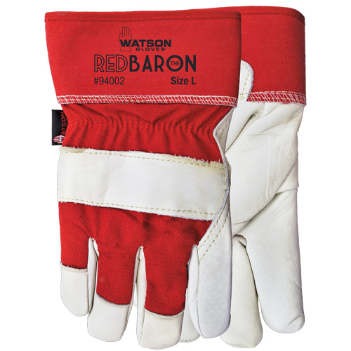 Gants d'ajusteur Red Baron, Grand, Paume en Cuir fleur de vache, Doublure en Tissu-laine Rock Safety Industrial Ltd