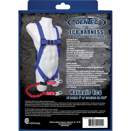 Harnais Eco avec longe, Certifi&eacute;e CSA, Classe A, Cap. 310 lb Rock Safety Industrial Ltd