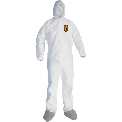 Combinaison de protection contre les liquides et les particules A45 KleenGuard avec sabot antid&eacute;rapant, Grand, Gris/Blanc, Micropore Rock Safety Industrial Ltd