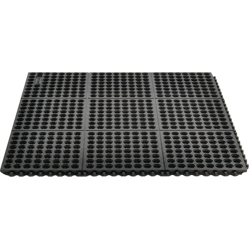 Cushion-Ease&reg; 550 Interlocking Anti-Fatigue Mat, Slotted, 3' x 3' x 3/4", Black, Rubber Rock Safety Industrial Ltd