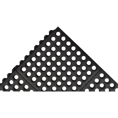 Cushion-Ease&reg; 550 Interlocking Anti-Fatigue Mat, Slotted, 3' x 3' x 3/4", Black, Rubber Rock Safety Industrial Ltd