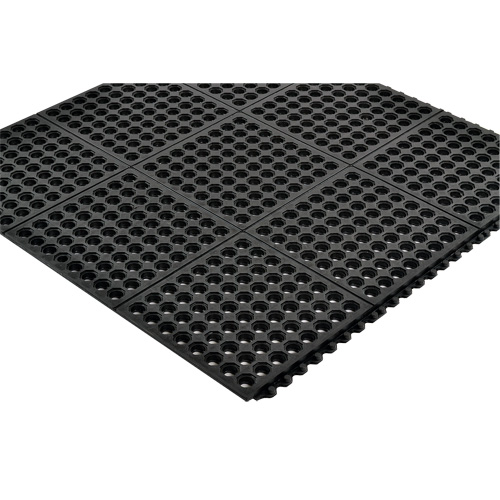 Cushion-Ease&reg; 550 Interlocking Anti-Fatigue Mat, Slotted, 3' x 3' x 3/4", Black, Rubber Rock Safety Industrial Ltd