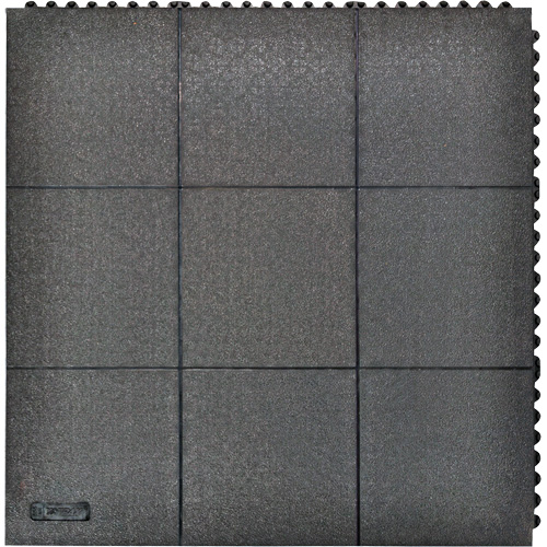 Tapis antifatigue &agrave; imbrication Cushion-Ease, Rugueux, 3' x 3' x 3/4", Noir, Caoutchouc naturel Rock Safety Industrial Ltd