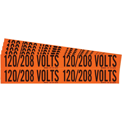 &eacute;tiquette de tension pour conduit  120/208 Volts , 1-1/8" x 4-1/8", &eacute;toffe/Vinyle, Anglais Rock Safety Industrial Ltd