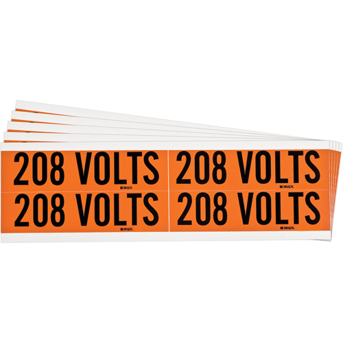 &eacute;tiquette de tension pour conduit  208 Volts , 1-1/8" x 4-1/8", &eacute;toffe/Vinyle, Anglais Rock Safety Industrial Ltd