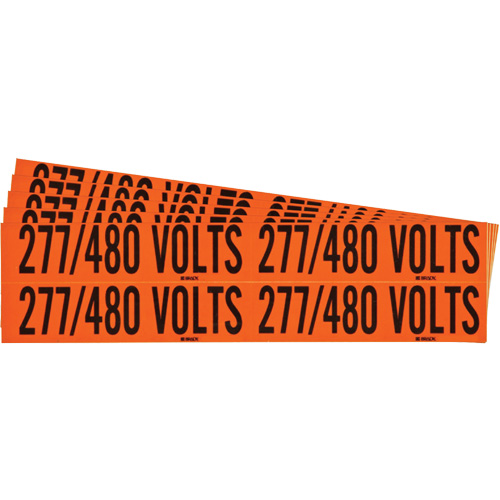 &eacute;tiquette de tension pour conduit  277/480 Volts , 1-1/8" x 4-1/8", &eacute;toffe/Vinyle, Anglais Rock Safety Industrial Ltd