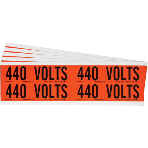 &eacute;tiquette de tension pour conduit  440 Volts , 1-1/8" x 4-1/8", &eacute;toffe/Vinyle, Anglais Rock Safety Industrial Ltd