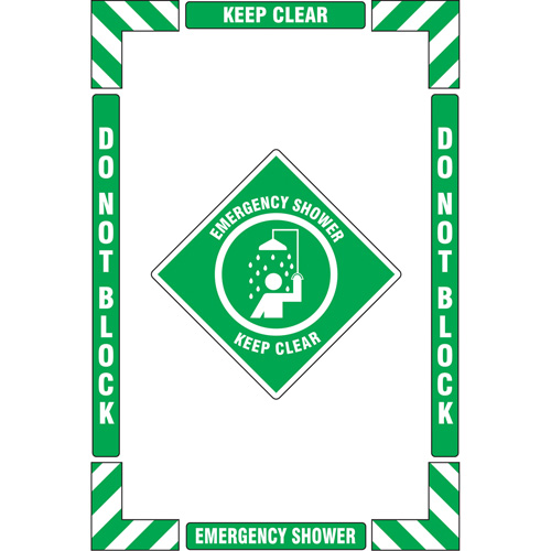 Trousse de marquage du sol ?Emergency Shower? (douche durgence), Adh&eacute;sif, Anglais avec pictogramme Rock Safety Industrial Ltd
