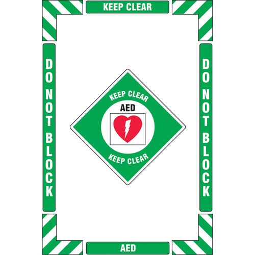 Trousse de marquage du sol ?AED Keep Clear? (DEA - se tenir &agrave; l&eacute;cart), Adh&eacute;sif, Anglais avec pictogramme Rock Safety Industrial Ltd