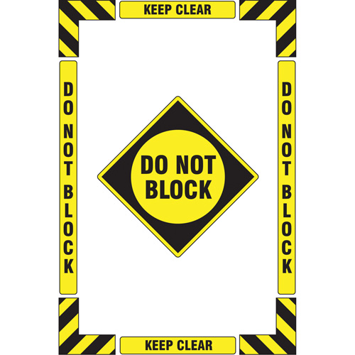 Trousse de marquage du sol ?Keep Clear Do Not Block? (se tenir &agrave; l&eacute;cart - ne pas encombrer), Adh&eacute;sif, Anglais avec pictogramme Rock Safety Industrial Ltd