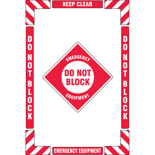 Trousse de marquage du sol ?Emergency Equipment? (&eacute;quipement durgence), Adh&eacute;sif, Anglais avec pictogramme Rock Safety Industrial Ltd