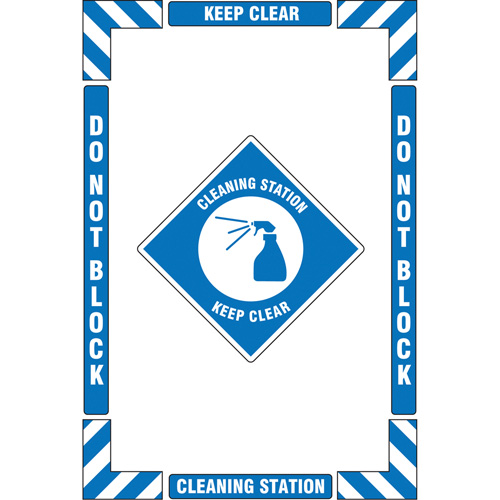 Trousse de marquage du sol ?Cleaning Station? (poste de nettoyage), Adh&eacute;sif, Anglais avec pictogramme Rock Safety Industrial Ltd