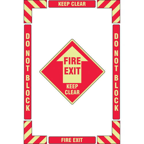 "Fire Exit" Floor Marking Kit, Adhesive, English with Pictogram Rock Safety Industrial Ltd