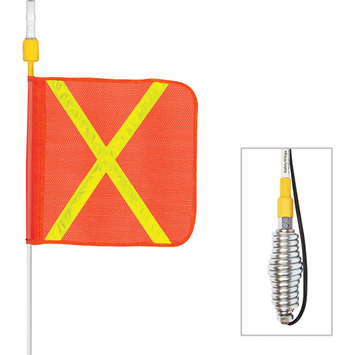 Safety Whip&reg; All-Weather Super-Duty Warning Whips with Constant LED Light, Spring Mount, 3' High, Orange with Reflective Rock Safety Industrial Ltd