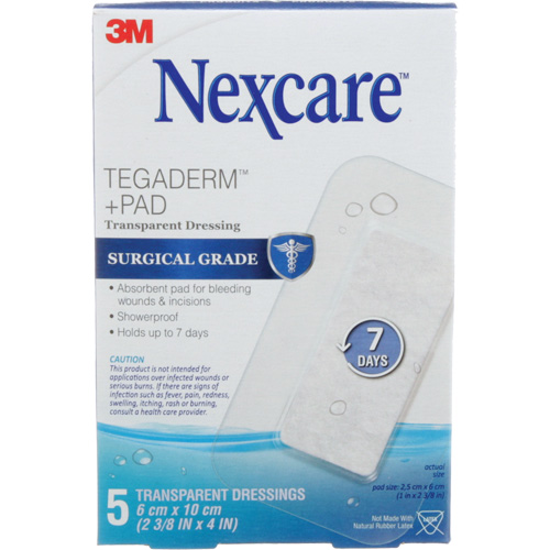 Pansement + tampon transparent Nexcare Tegaderm, Rectangulaire/carr&eacute;e, 4", Plastique, St&eacute;rile Rock Safety Industrial Ltd