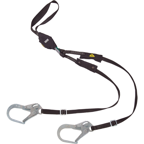 Longe utilitaire &agrave; amortisseur d'&eacute;nergie V-Series, 6', Point d'ancrage &agrave; Crochet d'armature, Crochet mousqueton aux jambes, Nylon Rock Safety Industrial Ltd