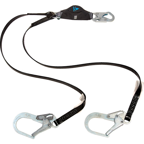 Anti-Corrosion Energy Absorbing Lanyard, 6', Rebar Hook Center, Snap Hook Leg Ends, Polyester Rock Safety Industrial Ltd