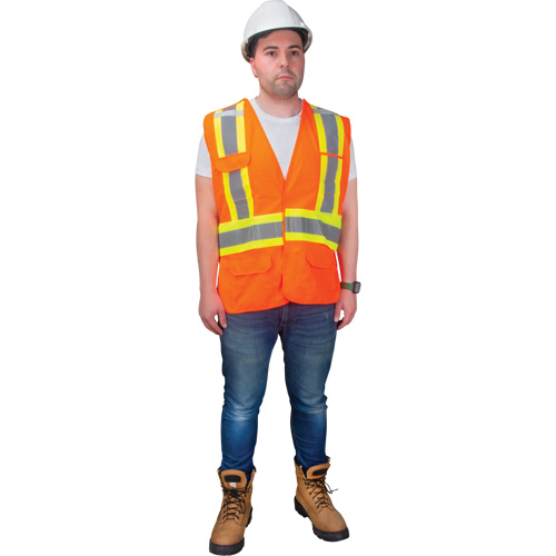 CSA-Compliant High-Visibility Surveyor Vest, High Visibility Orange, 2X-Large, Polyester Rock Safety Industrial Ltd
