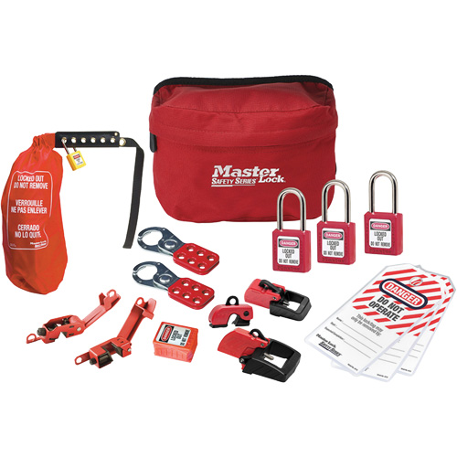 Trousse de cadenassage avec cadenas en thermoplastique de qualit&eacute; sup&eacute;rieure Zenex, Ensemble &eacute;lectrique, 16 composants compris Rock Safety Industrial Ltd