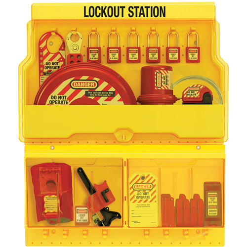 Standard Valve & Electrical Deluxe Lockout Station, Thermoplastic Padlocks, 32 Padlock Capacity, Padlocks Included Rock Safety Industrial Ltd