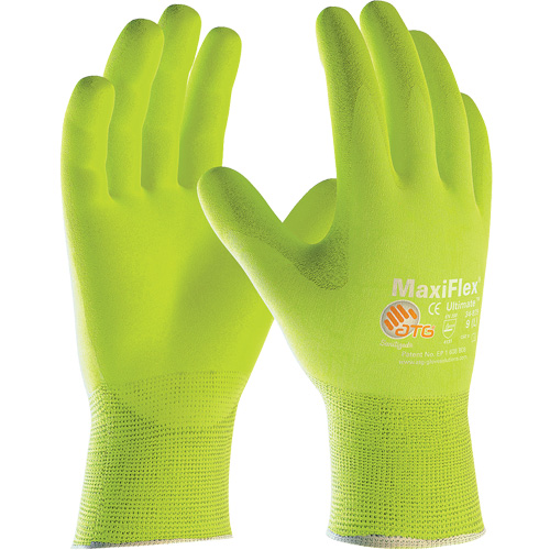 ATG MaxiFlex&reg; Ultimate High Visibility Seamless Gloves, Large, Nitrile Coating, 15 Gauge, Nylon/Elastane Shell Rock Safety Industrial Ltd