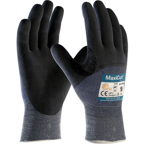 ATG MaxiCut&reg; Ultra Seamless Knit Cut Resistant Gloves, Size Large, 15 Gauge, Nitrile Coated, Engineered Yarn Shell, ASTM ANSI Level A3/EN 388 Level 5/EN 388 Level C Rock Safety Industrial Ltd