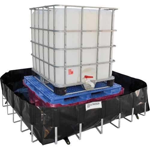 Berme de confinement des d&eacute;versements Ultra-IBC Berm, Capacit&eacute; 400 gal. US, 6' la x 6' lo x 18" h, Support en L Rock Safety Industrial Ltd