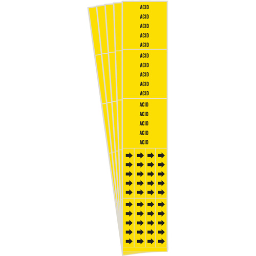 Marqueur de tuyau Acid, Autocollant, 2-1/4" h x 2-3/4" la, Noir sur jaune Rock Safety Industrial Ltd