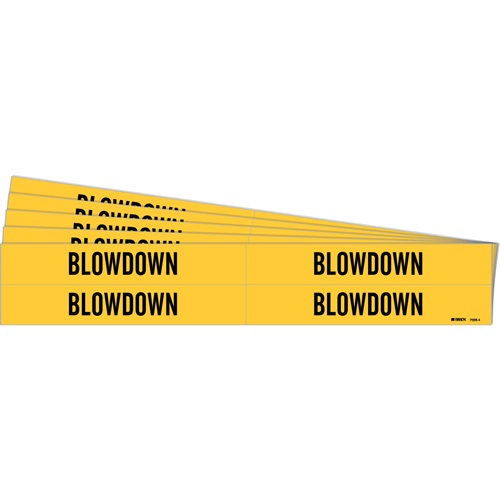Marqueurs de tuyau Blowdown, Autocollant, 1-1/8" h x 7" la, Noir sur jaune Rock Safety Industrial Ltd