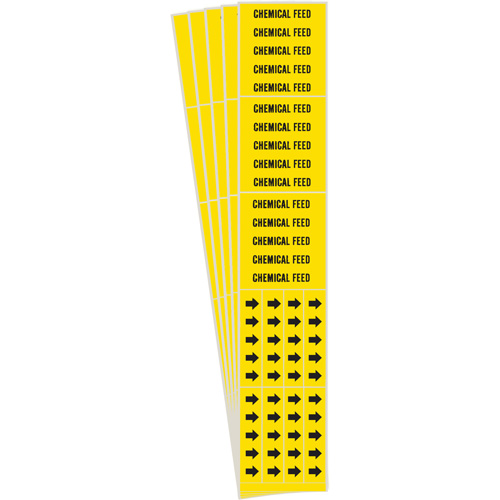 Marqueur de tuyau Chemical Feed, Autocollant, 2-1/4" h x 2-3/4" la, Noir sur jaune Rock Safety Industrial Ltd