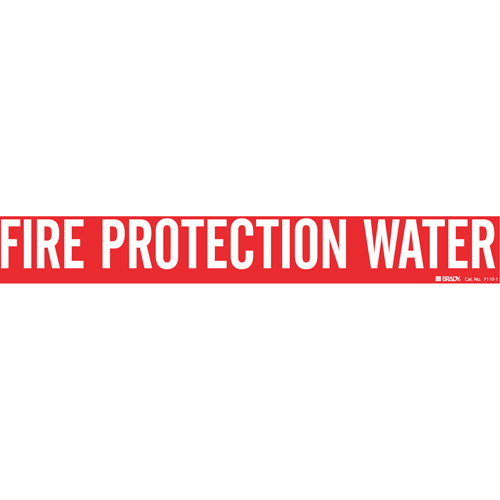 Marqueur de tuyau Fire Protection Water, Autocollant, 2-1/4" h x 14" la, Blanc/rouge Rock Safety Industrial Ltd