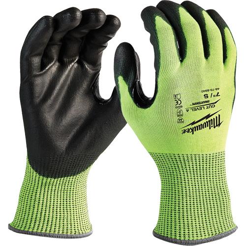 High-Visibility Cut-Resistant Gloves, Size Small, 13 Gauge, Nitrile/Polyurethane Coated, Polyethylene Shell, ANSI/ISEA 105 Level 4 Rock Safety Industrial Ltd