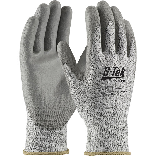 G-Tek&reg; PolyKor&reg; Cut-Resistant Glove, Size X-Small, 13 Gauge, Polyurethane Coated, Engineered Yarn Shell, ANSI/ISEA 105 Level 3 Rock Safety Industrial Ltd