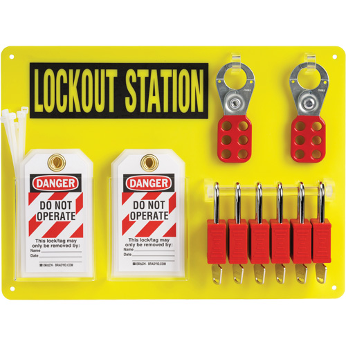 Lockout Board with Keyed Alike Nylon Safety Lockout Padlocks, Plastic Padlocks, 6 Padlock Capacity, Padlocks Included Rock Safety Industrial Ltd